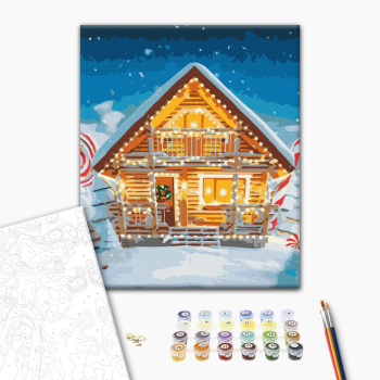 Картина по номерам Затишок, зима, Новий рік, Різдво - Казковий новорічний будиночок