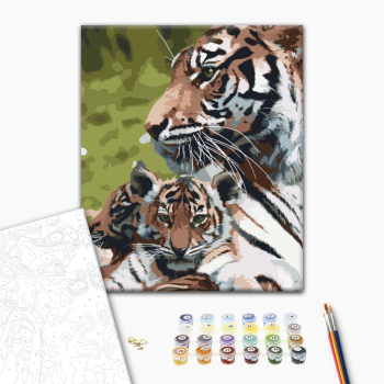 Картина по номерам Тварини, птахи та риби - Сім'я тигрів