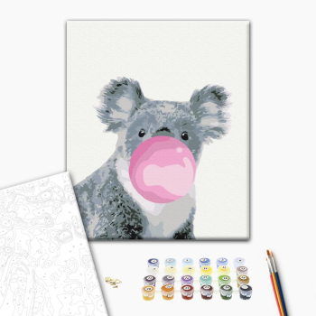 Картина по номерам Тварини, птахи та риби - Коала з бабл-гам