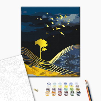 Природа ночи с золотой краской