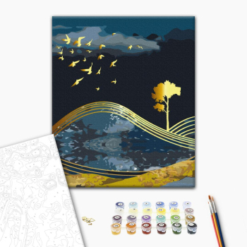 Птицы ночи с золотой краской