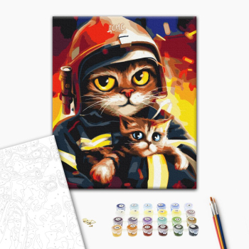 Картина по номерам Тварини, птахи та риби - Котик ДСНС ©Маріанна Пащук