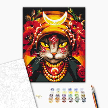 Картина по номерам Тварини, птахи та риби - Киця Мольфарка  ©Маріанна Пащук