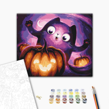 Картина по номерам Тварини, птахи та риби - Котик Гарбузик ©Маріанна Пащук