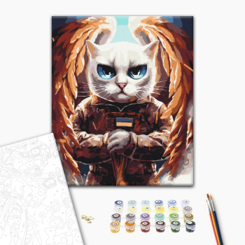 Картина по номерам Тварини, птахи та риби - Котик Ангел© Маріанна Пащук