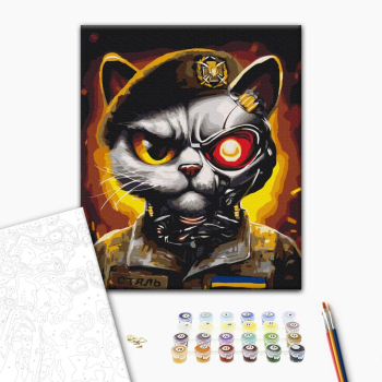 Картина по номерам Тварини, птахи та риби - Котик ЗСУ© Маріанна Пащук