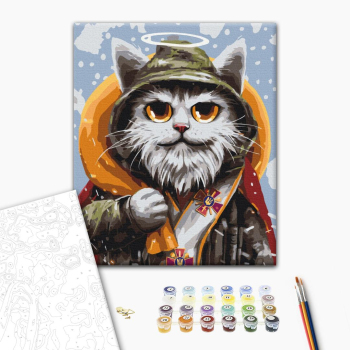 Картина по номерам Тварини, птахи та риби - Котик святий Миколай ©Маріанна Пащук