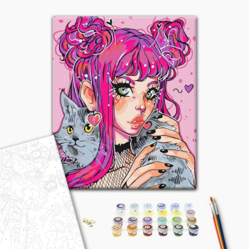 Картина по номерам Люди на картинах - Котячий погляд @nila_art_art