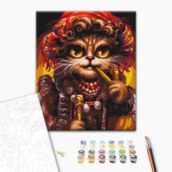 Картина по номерам Тварини, птахи та риби - Киця Гуцулка ©Маріанна Пащук