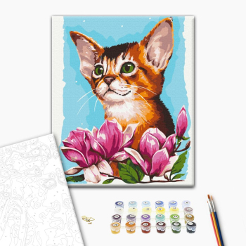 Картина по номерам Тварини, птахи та риби - Котик в квітах © Anna Kulyk