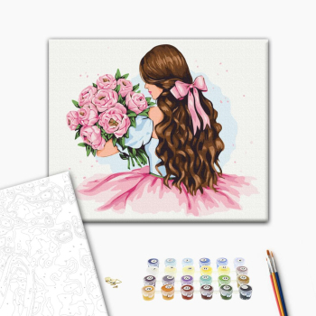 Картина по номерам Люди на картинах - Півонії в подарунок © Alla Berezovska