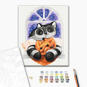 Картина по номерам Тварини, птахи та риби - Объятия енотиков © Kateryna Branchukova