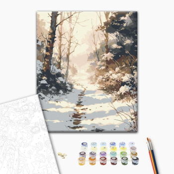 Картина по номерам Затишок, зима, Новий рік, Різдво - Засніжена доріжка