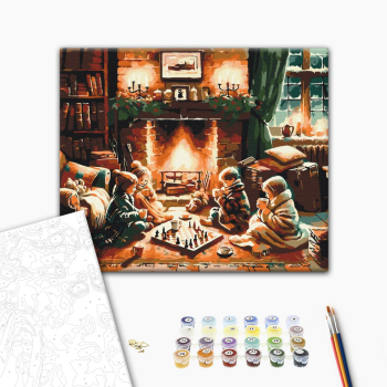 Картина по номерам Затишок, зима, Новий рік, Різдво - Коли за вікном завірюха