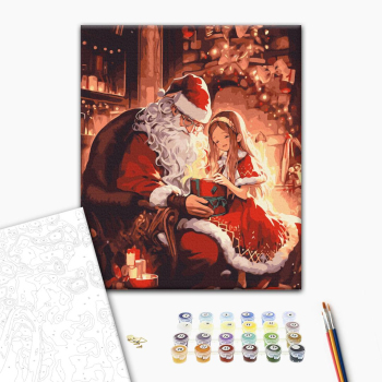 Картина по номерам Затишок, зима, Новий рік, Різдво - Подарунок від Санти