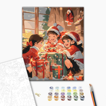 Картина по номерам Затишок, зима, Новий рік, Різдво - Дитяча радість