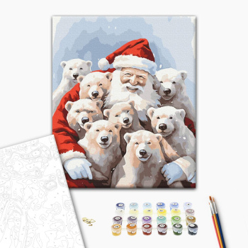 Картина по номерам Затишок, зима, Новий рік, Різдво - Друзі Санти