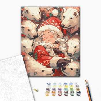 Картина по номерам Затишок, зима, Новий рік, Різдво - Полярні обійми