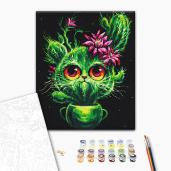 Картина по номерам Тварини, птахи та риби - Кошенятко кактусятко © Маріанна Пащук