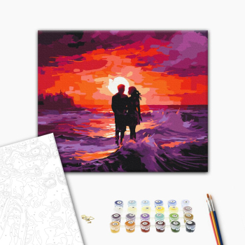 Картина по номерам Люди на картинах - Пурпуровий захід