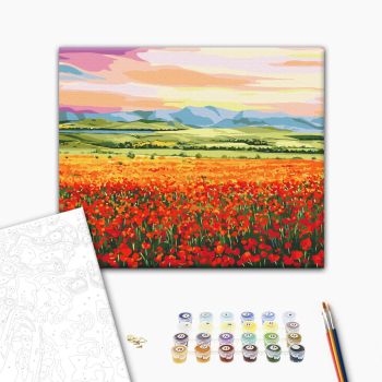 Картина по номерам Квіти - Захід сонця над квітковим полем © Anna Steshenko