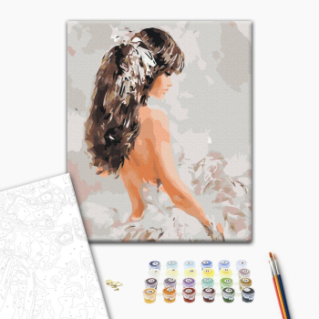 Картина по номерам Люди на картинах - Дівчина з пір'ям