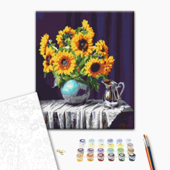 Картина по номерам Квіти - Соняшники у вазі