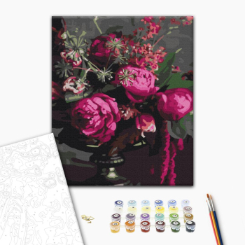 Картина по номерам Квіти - Малиновые пионы