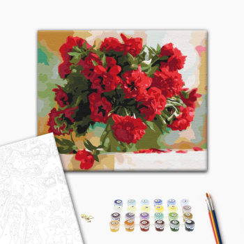 Картина по номерам Квіти - Красные пионы
