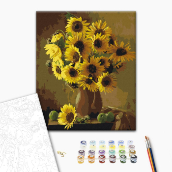 Картина по номерам Квіти - Жовтогарячі соняхи
