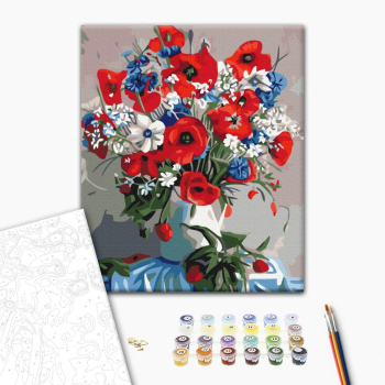 Картина по номерам Квіти - Маки у вазі