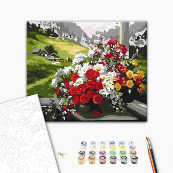 Картина по номерам Квіти - Букети на вікні
