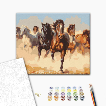 Картина по номерам Тварини, птахи та риби - Лошади
