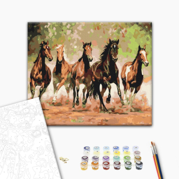 Картина по номерам Тварини, птахи та риби - Табун лошадей