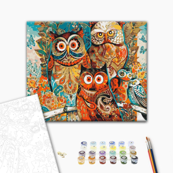 Картина по номерам Тварини, птахи та риби - Чарівні сови