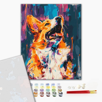 Картина по номерам Преміум картини - Барвистий коргі