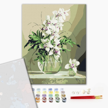 Картина по номерам Преміум картини - Орхідеї у вазі