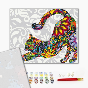 Картина по номерам Преміум картини - Квіткова киця