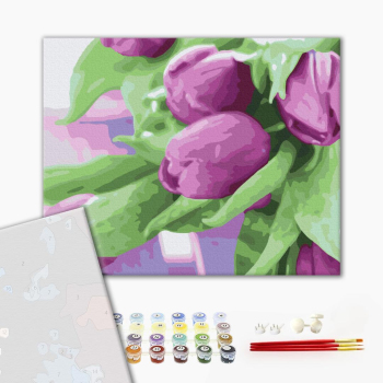 Картина по номерам Преміум картини - Тюльпани на столі