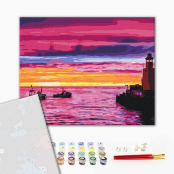 Картина по номерам Преміум картини - Захід на причалі