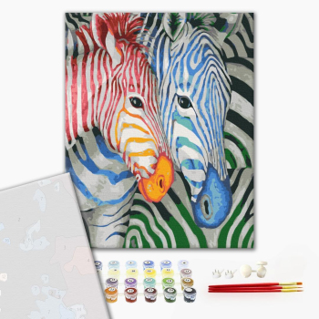 Картина по номерам Преміум картини - Смугасті зебри