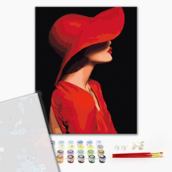 Картина по номерам Преміум картини - Незнайомка в червоному