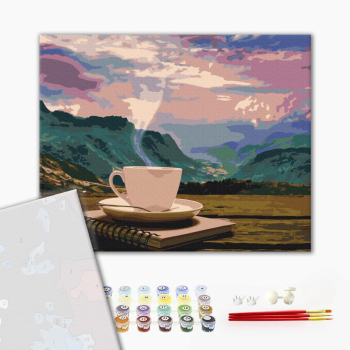 Картина по номерам Преміум картини - Ранок з видом на гори