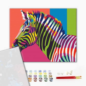 Картина по номерам Преміум картини - Райдужна зебра
