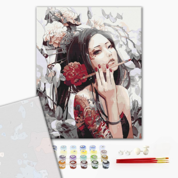 Картина по номерам Преміум картини - Дівчина з татуюванням дракона