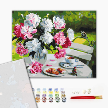 Картина по номерам Преміум картини - Сніданок з піонами