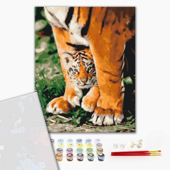 Картина по номерам Преміум картини - Тигреня в могутніх лапах