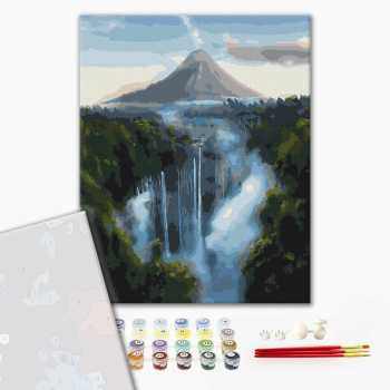 Картина по номерам Преміум картини - Водоспад біля гір