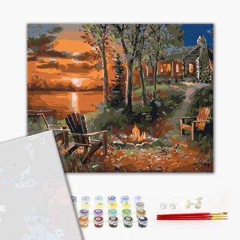 Картина по номерам Преміум картини - Будинок біля озера