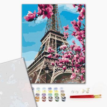 Картина по номерам Преміум картини - Цвітіння магнолій у Парижі
